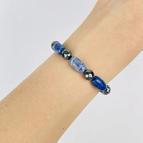 Браслет из Содалита и Гематита, Артикул: 118682 - изображение товара №1