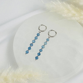 Серьги длинные из Аквамарина, Артикул: 117608 - изображение товара №2
