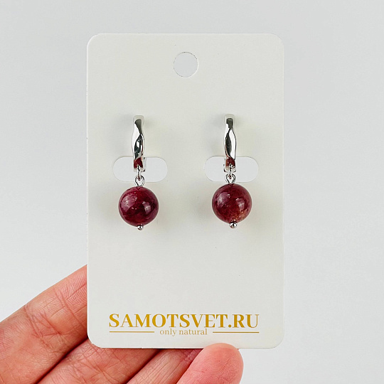 Серьги из Клубничного кварца, Артикул: 117600 - изображение товара №1