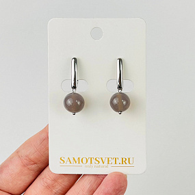 Серьги из серого Агата, Артикул: 079007 - изображение товара №1