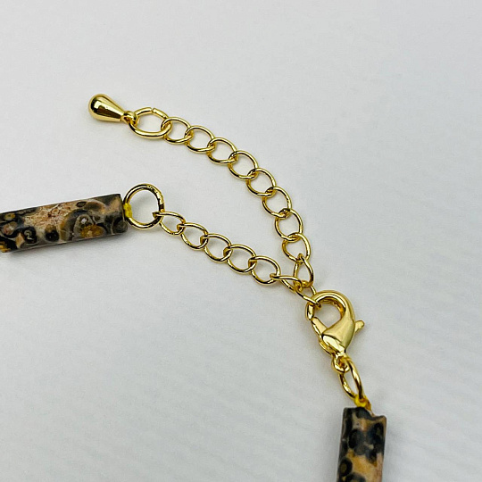Браслет из леопардовой Яшмы, Селенита и черного Турмалина, Артикул: 104199 - изображение товара №4