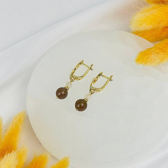 Серьги из Раухтопаза и Горного Хрусталя, Артикул: 118394 - изображение товара №2