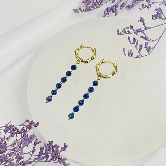 Серьги длинные из Содалита, Артикул: 118571 - изображение товара №2