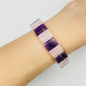 Браслет из Аметиста и Розового кварца, Артикул: 111675 - изображение товара №1