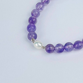 Браслет из лавандового Аметиста и Жемчуга, Артикул: 118535 - изображение товара №2
