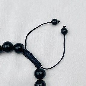 Браслет регулируемый из золотистого Обсидиана и Лавы, Артикул: 105681 - изображение товара №4