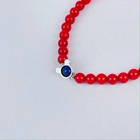 Браслет детский из Коралла и Лазурита со вставкой, Артикул: 117150 - изображение товара №3