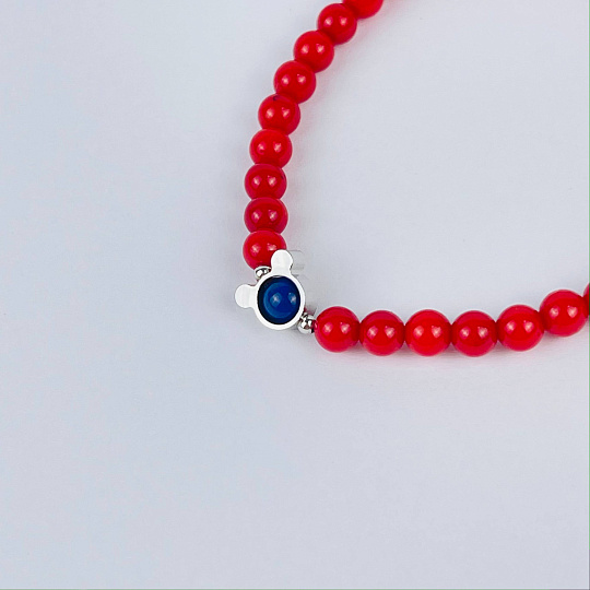Браслет детский из Коралла и Лазурита со вставкой, Артикул: 117150 - изображение товара №3