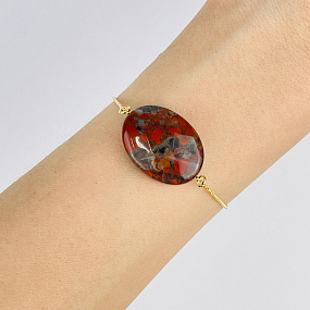 Браслет регулируемый с кирпичной Яшмой, Артикул: 117895 - изображение товара №2