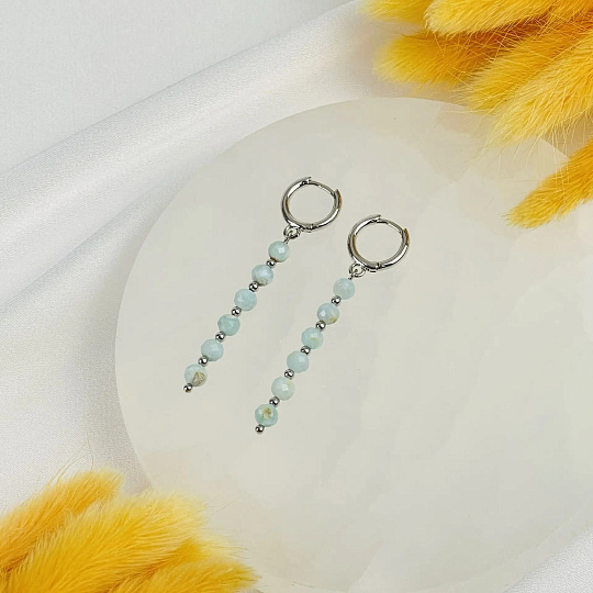 Серьги длинные из Ларимара, Артикул: 118570 - изображение товара №2