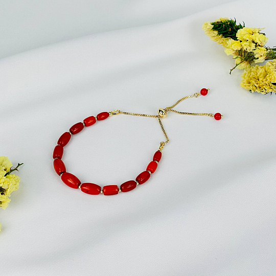 Браслет регулируемый на увеличение из Коралла, Артикул: 117636 - изображение товара №1