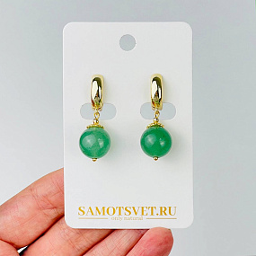Серьги из зеленого Авантюрина, Артикул: 116841 - изображение товара №2