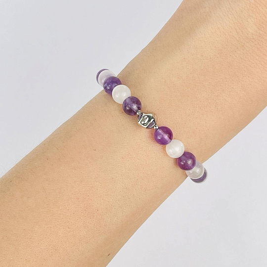 Браслет из Аметиста и Селенита со вставкой, Артикул: 118531 - изображение товара №1