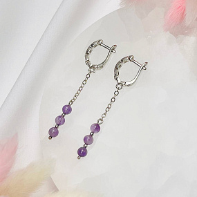 Серьги на цепочке из Аметиста, Артикул: 109292 - изображение товара №2