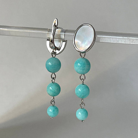 Серьги тройные из Амазонита, Артикул: 098510 - изображение товара №2