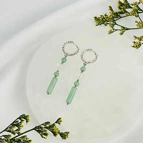 Серьги из Авантюрина и Горного Хрусталя, Артикул: 117416 - изображение товара №2