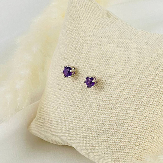 Серьги- пусеты с Аметистом, Артикул: 069054 - изображение товара №1