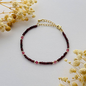 Браслет из Граната с розовым Турмалином, Артикул: 102575 - изображение товара №1