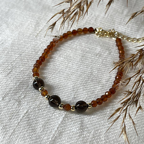 Браслет из Граната "Спессартин" и Раухтопаза, Артикул: 099039 - изображение товара №1