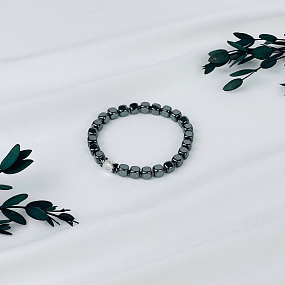 Браслет из Гематита и Горного Хрусталя, Артикул: 116980 - изображение товара №2