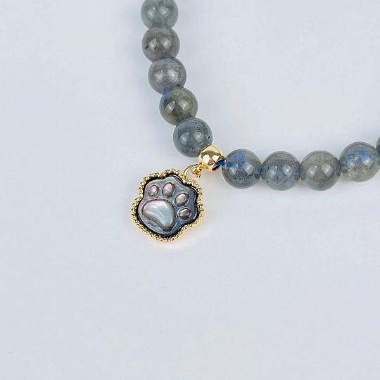 Браслет из Лабрадора с перламутровой подвеской, Артикул: 117387 - изображение товара №3