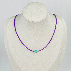 Колье из Фосфосидерита и Хризоколлы, Артикул: 118300 - изображение товара №1