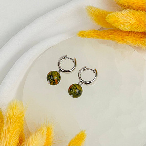 Серьги из Унакита, Артикул: 116837 - изображение товара №2