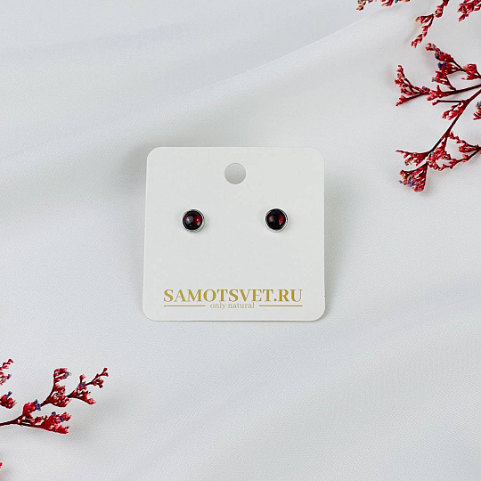 Серьги-пусеты из Граната (Пироп), Артикул: 081723 - изображение товара №2