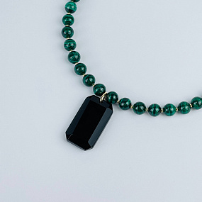 Колье из Малахита и Обсидиана, Артикул: 117831 - изображение товара №2