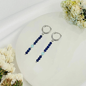 Серьги длинные из Содалита и Амазонита, Артикул: 118573 - изображение товара №2