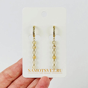 Серьги длинные из Рутилового кварца (Волосатик), Артикул: 118563 - изображение товара №1