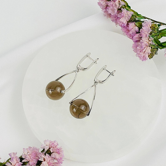 Серьги длинные из Раухтопаза, Артикул: 117614 - изображение товара №2