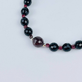 Браслет из черного Агата и Граната, Артикул: 117880 - изображение товара №2
