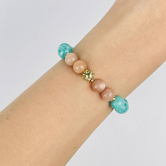 Браслет из Амазонита и Лунного камня, Артикул: 118538 - изображение товара №2