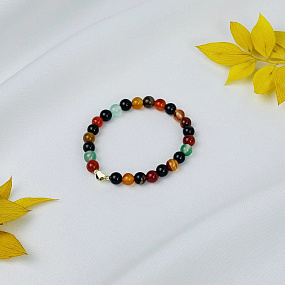 Браслет детский из Агата микс со вставкой сердце, Артикул: 118874 - изображение товара №2