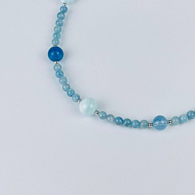 Колье из Аквамарина, Апатита и Ларимара, Артикул: 116829 - изображение товара №2