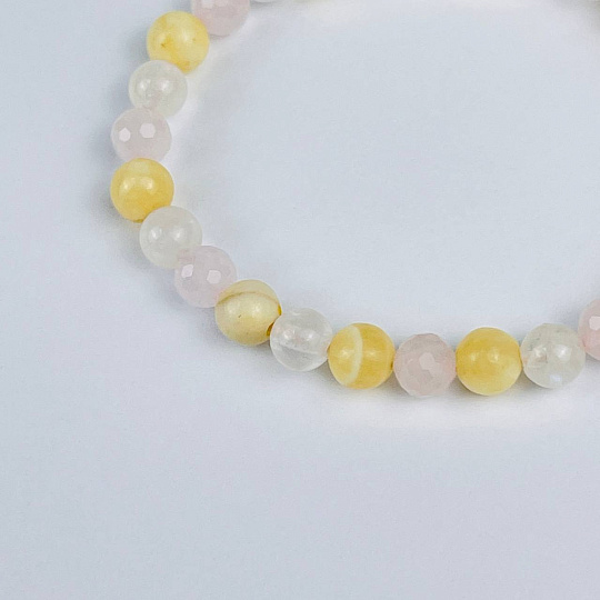 Браслет из Кальцита, Розового кварца и Лунного камня, Артикул: 118281 - изображение товара №3