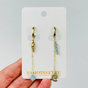 Серьги длинные из Аквамарина