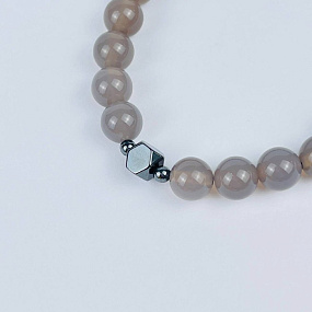 Браслет из серого Агата со вставкой, Артикул: 118126 - изображение товара №3