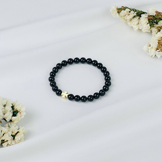 Браслет из черного Турмалина (Шерл) со вставкой, Артикул: 116988 - изображение товара №2