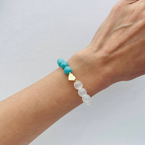 Браслет из Селенита и Амазонита со вставкой "Сердце", Артикул: 100165 - изображение товара №2