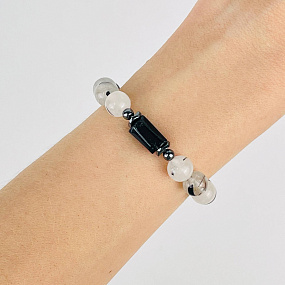 Браслет из Турмалина (Шерл) и Кварца с включениями, Артикул: 117383 - изображение товара №2