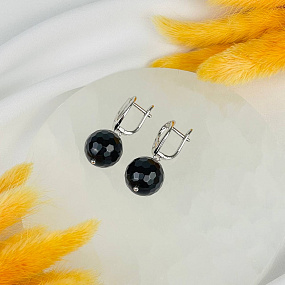 Серьги из черного Агата, Артикул: 116838 - изображение товара №2