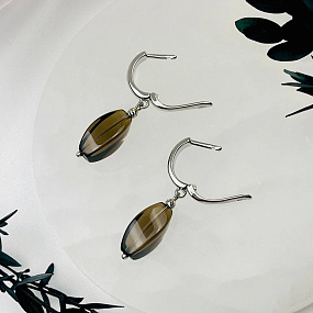 Серьги с камнем Раухтопаз, Артикул: 107786 - изображение товара №3