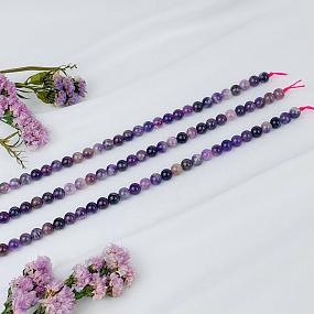 Бусины для украшений из кварцевого Аметиста (46 бусин), Артикул: 079191 - изображение товара №3