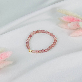 Браслет из Клубничного кварца со вставкой сердце, Артикул: 080723 - изображение товара №2