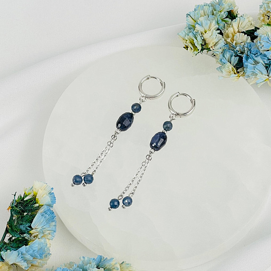 Серьги из Сапфира (Корунд), Артикул: 117708 - изображение товара №2