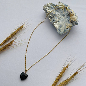 Кулон "Сердце" на цепочке из черного Агата, Артикул: 101103 - изображение товара №5