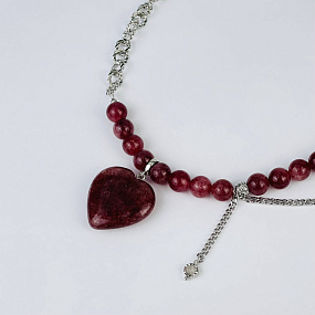 Колье с цепочкой из Клубничного кварца, Артикул: 117385 - изображение товара №2