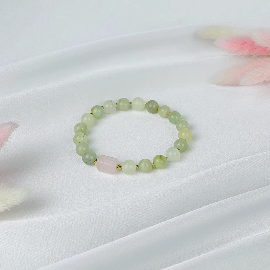 Браслет из Офикальцита и Розового кварца, Артикул: 118678 - изображение товара №2